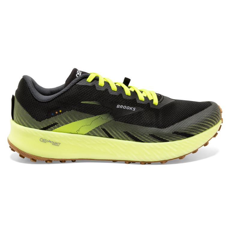 Brooks Catamount - Mens Trail Running Shoes - Black/Nightlife/Greenyellow (61593BQEN)